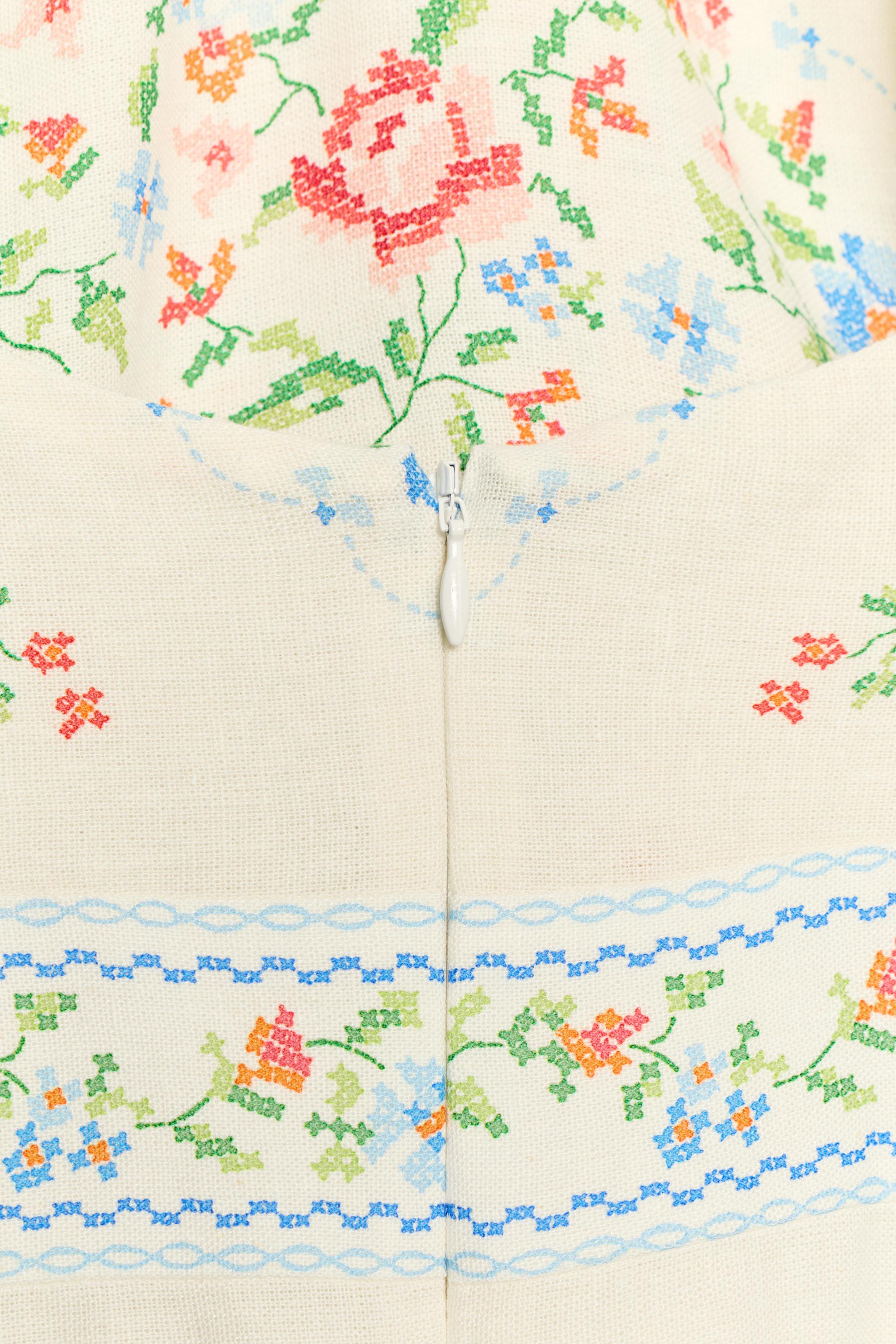 PRINTED LINEN MIDI DRESS